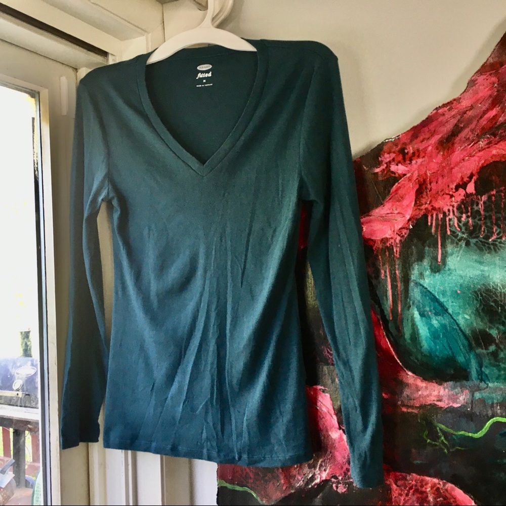 Old Navy Fitted M Dark Blue Green Longsleeve